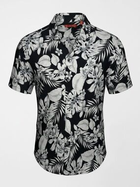 Tori Richard Navy Blue 100% Cotton Aloha Button Down Shirt